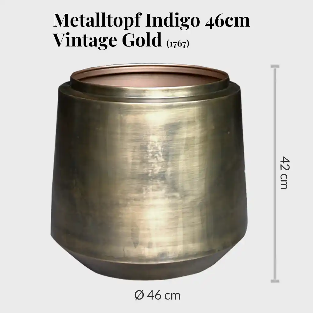 6er Übertopfset Metalltopf Indigo Vintage Gold