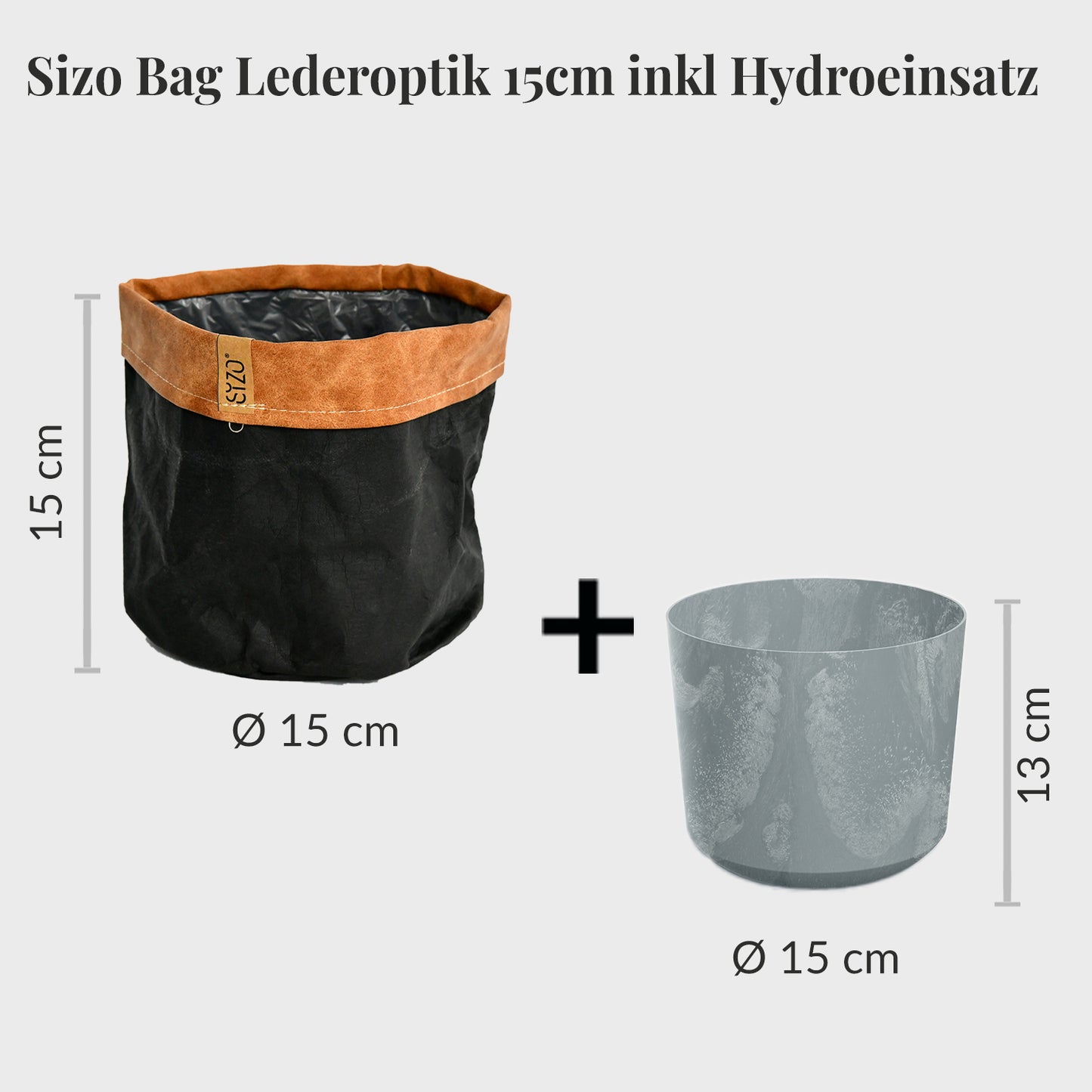 Sizo Bag Lederoptik 15cm mit Hydroeinsatz