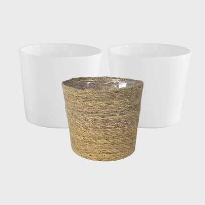 3er Übertopfset 3M Weiß-Natur