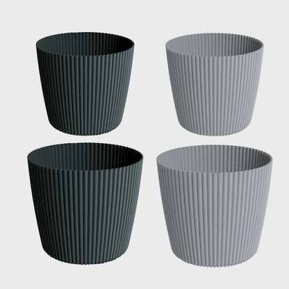 4er Übertopfset 2L 2S Milly Anthrazit-Grau