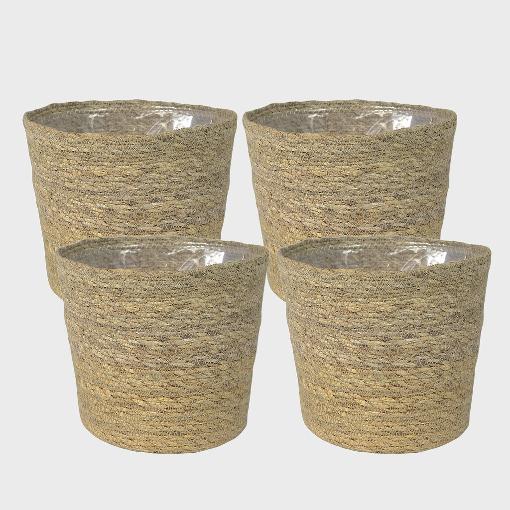 4er Übertopfset 4S Seegraskorb 14cm