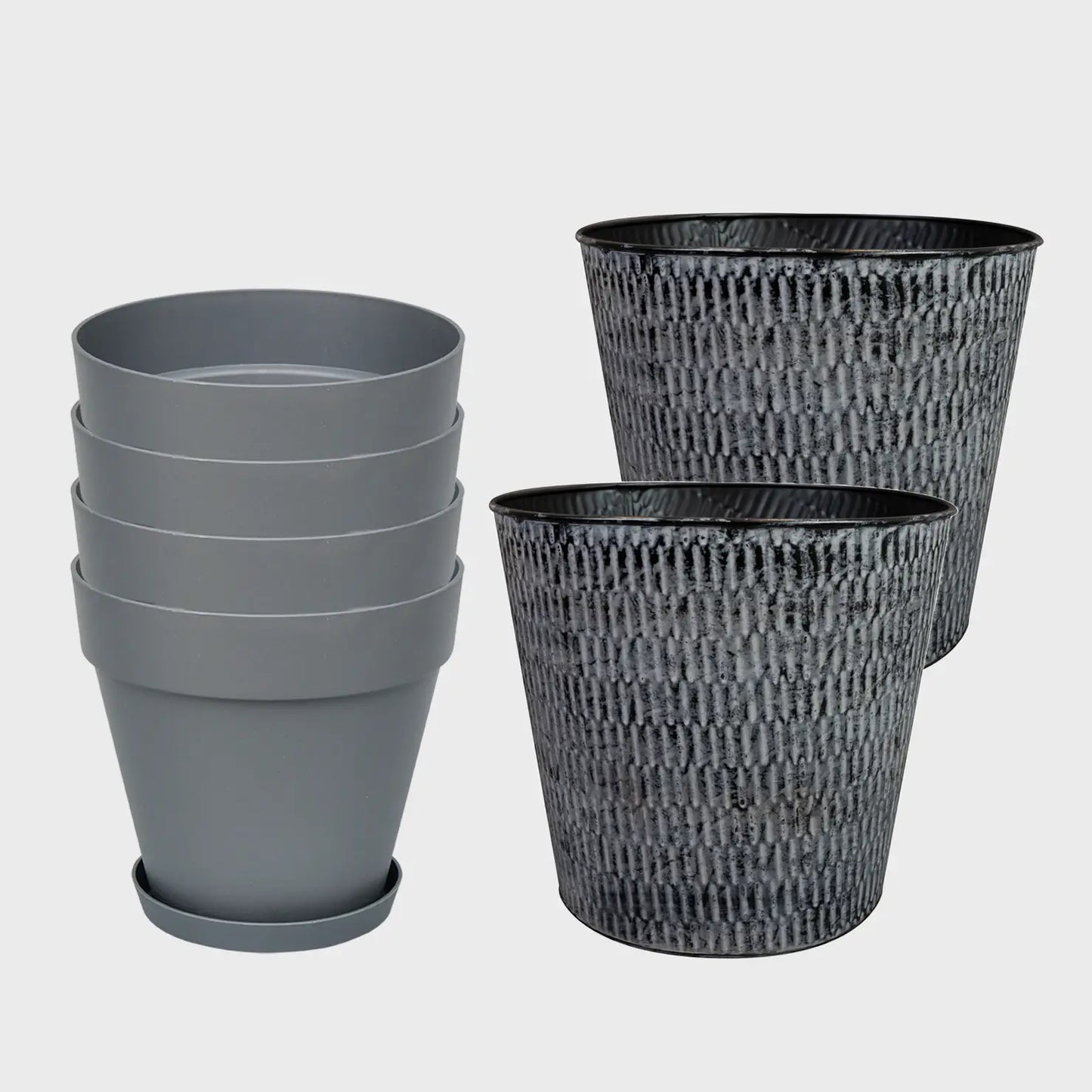 6er Übertopfset 1L 1M 4S Anthrazit