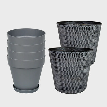 6er Übertopfset 1L 1M 4S Anthrazit