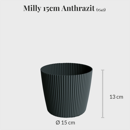 2er Übertopfset 2S Milly Antharzit-Grau