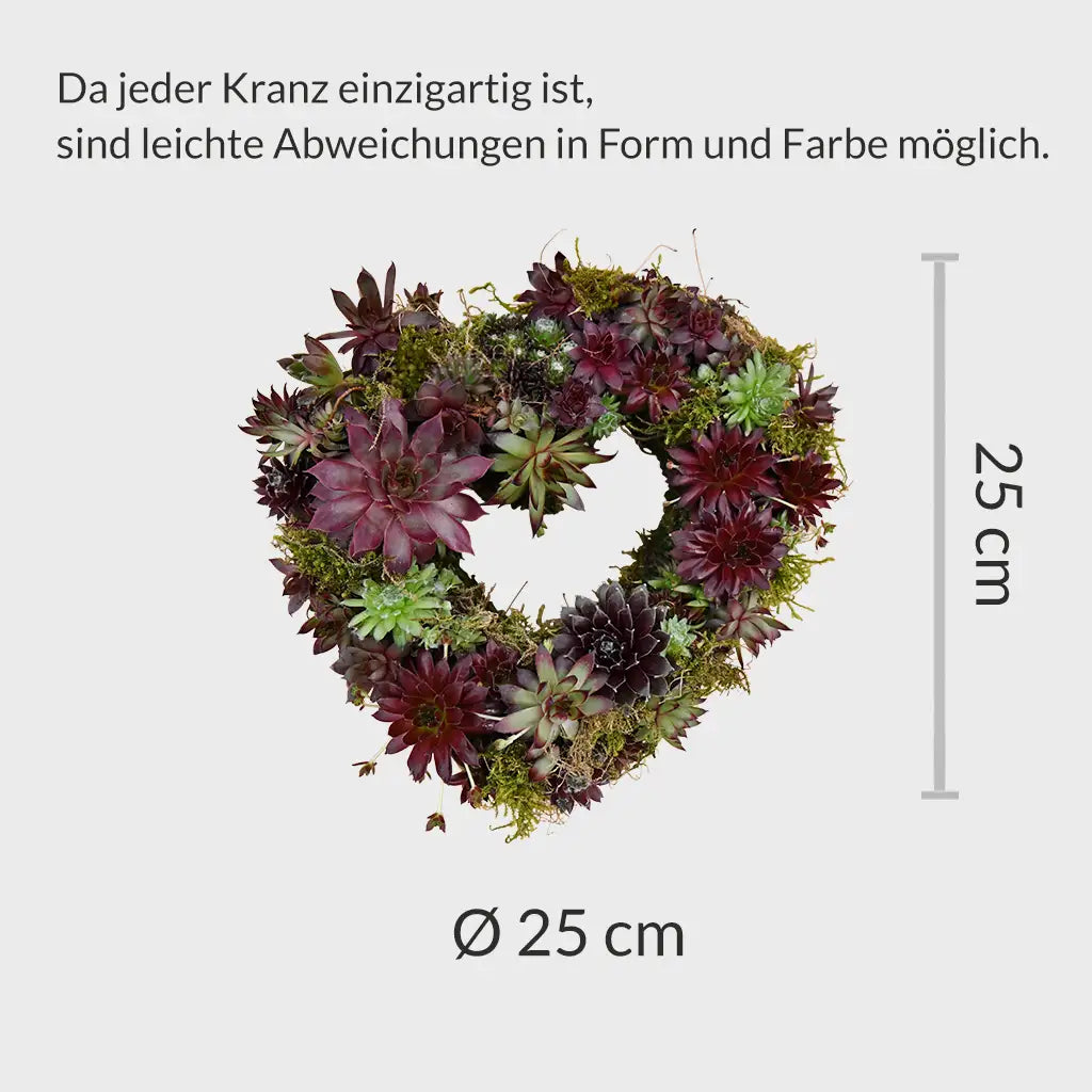Grabschmuck Sukkulenten Herz Ø 25cm