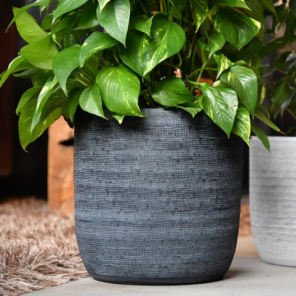 16er Übertopfset Keramik Anthrazit