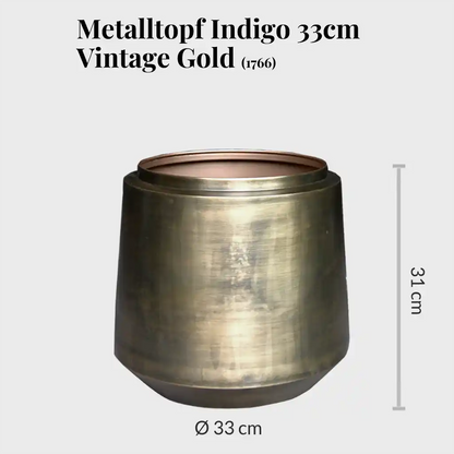 6er Übertopfset Metalltopf Indigo Vintage Gold