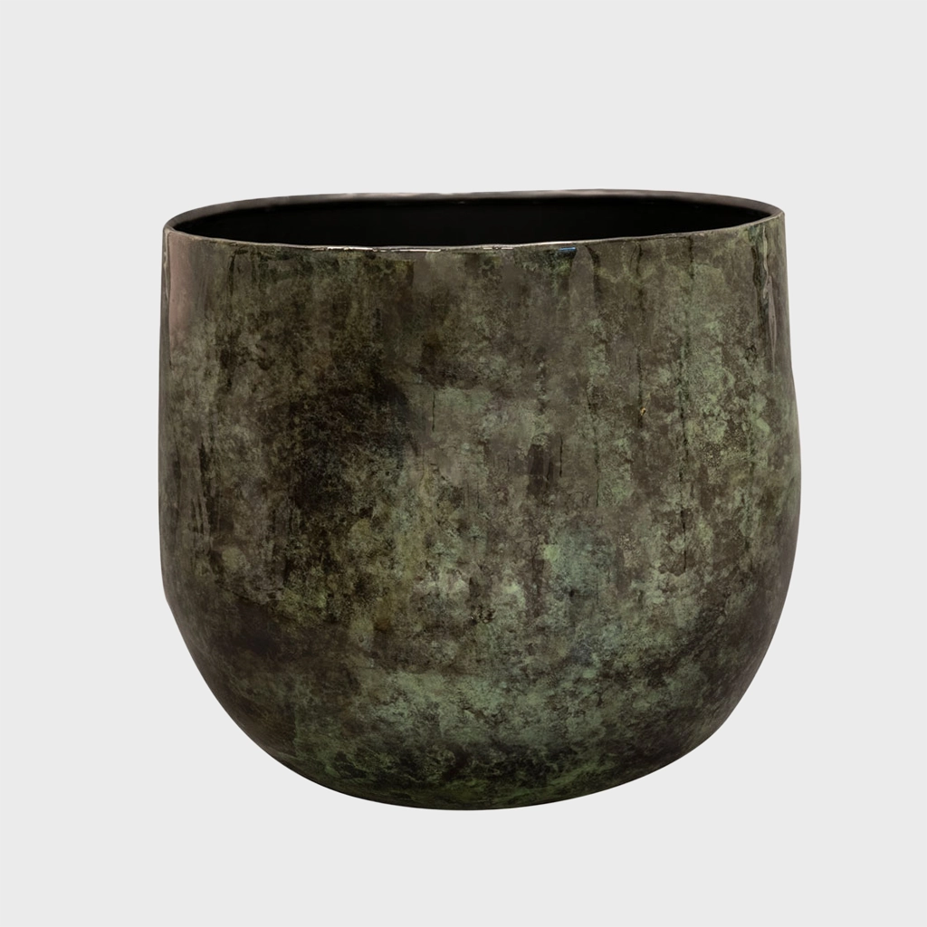 Übertopf für XXL Zimmerpflanzen aus Metall in Marmoroptik