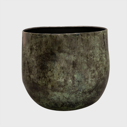 Übertopf für XXL Zimmerpflanzen aus Metall in Marmoroptik