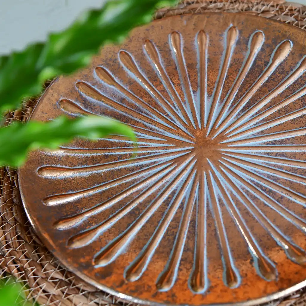 Metallschale Gold für Kränze, 26cm, Dekoration, Teller für Pflanzen, Unterschale, Bronze