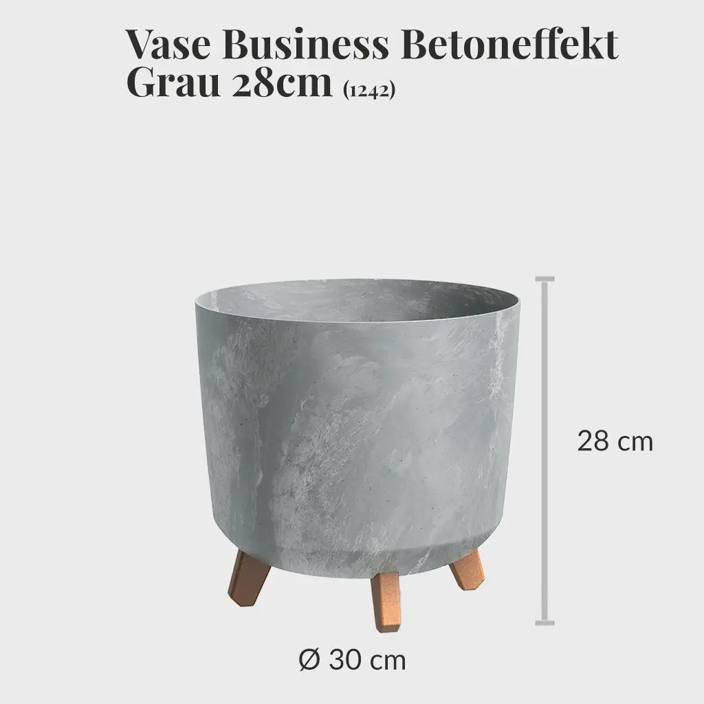 Übertopf mit Füßen für Büropflanzen in Betonoptik Grau